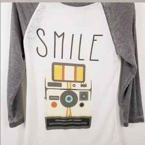 Doe Polaroid M size  baseball white gray camera T